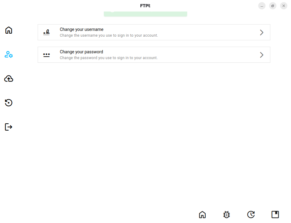 Account page from this page you can edit username and password